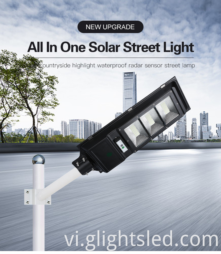 Thiết kế mới ấm áp trắng IP65 ngoài trời 40 60 W xen kẽ tất cả trong một đèn LED Solar Street Light